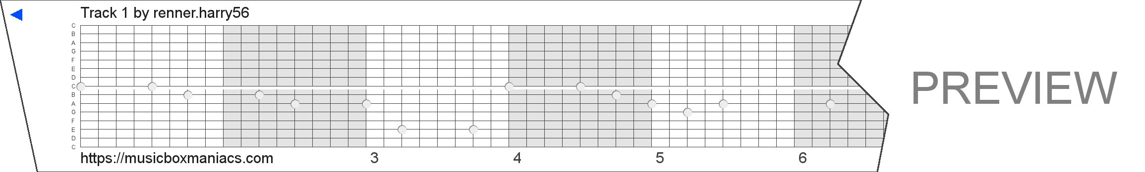 Track 1 15 note music box paper strip