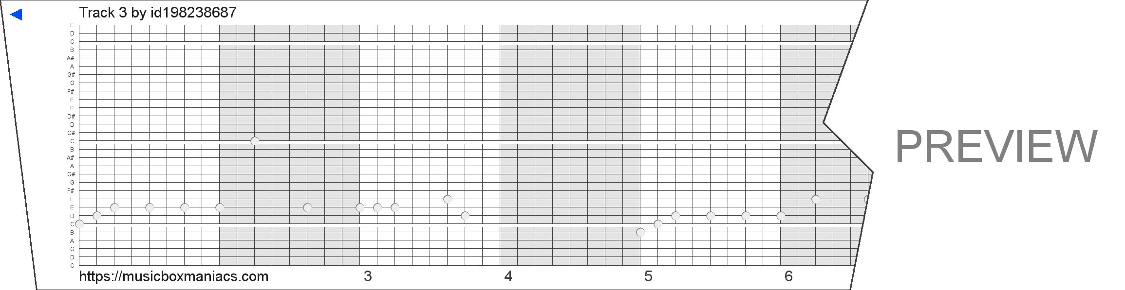 Track 3 30 note music box paper strip