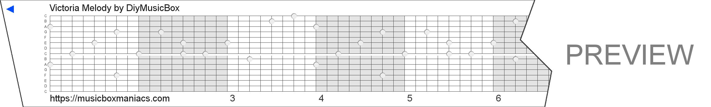 Victoria Melody 15 note music box paper strip