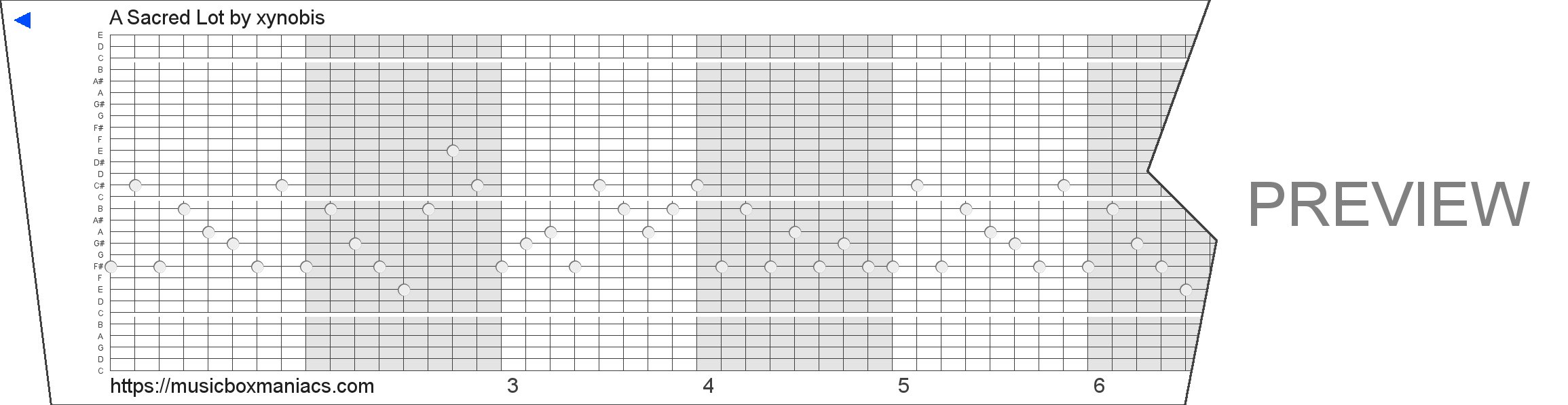 A Sacred Lot 30 note music box paper strip