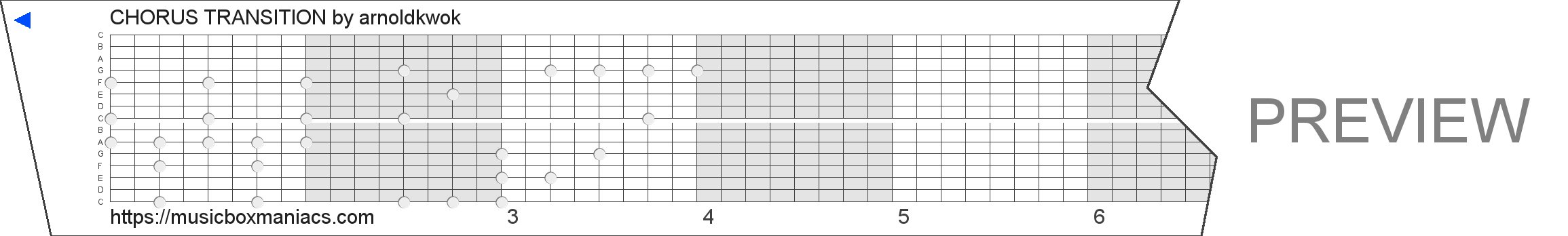 CHORUS TRANSITION 15 note music box paper strip