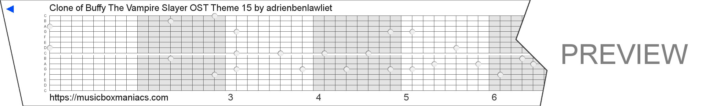 Clone of Buffy The Vampire Slayer OST Theme 15 15 note music box paper strip