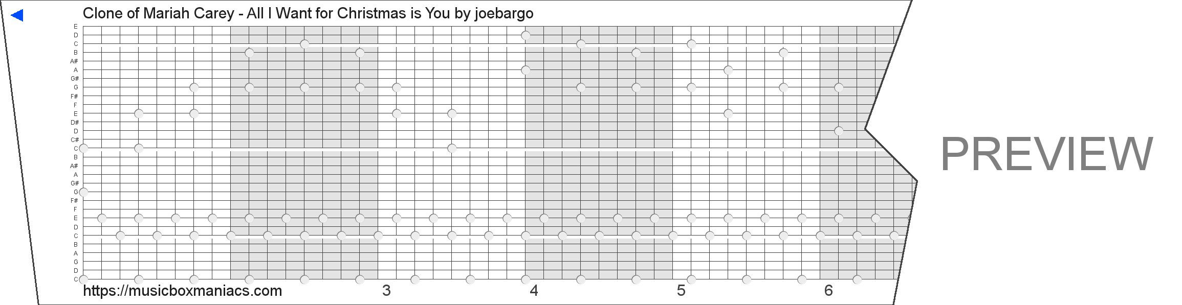 Clone of Mariah Carey - All I Want for Christmas is You 30 note music box paper strip