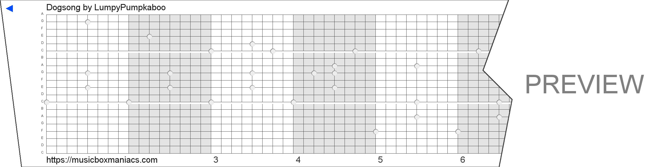 Dogsong 20 note music box paper strip