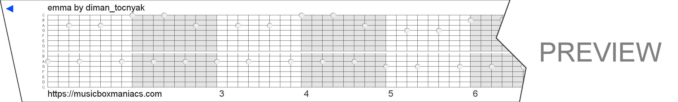 emma 15 note music box paper strip