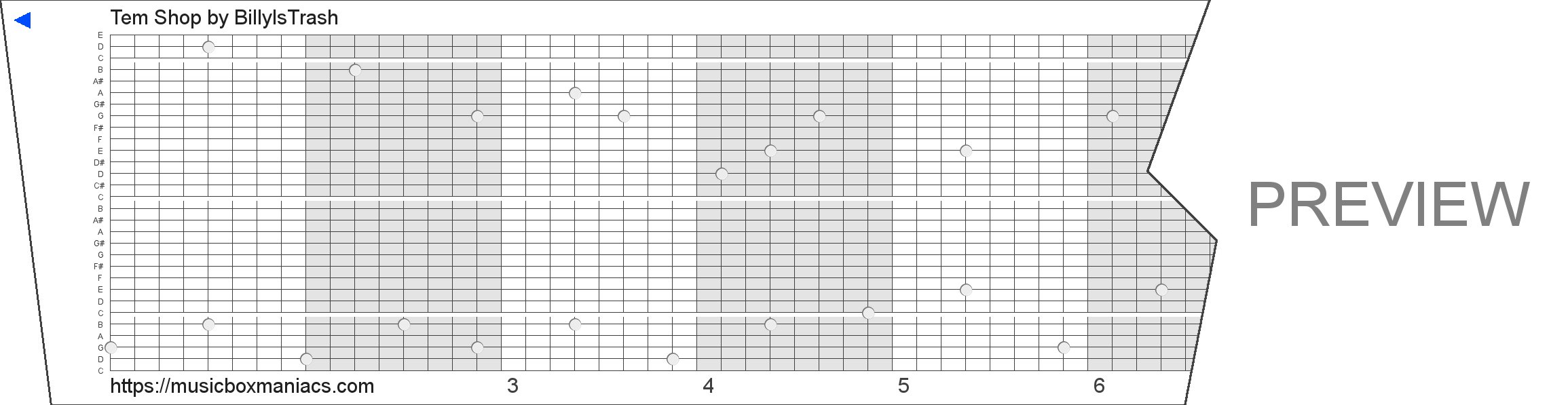 Tem Shop 30 note music box paper strip