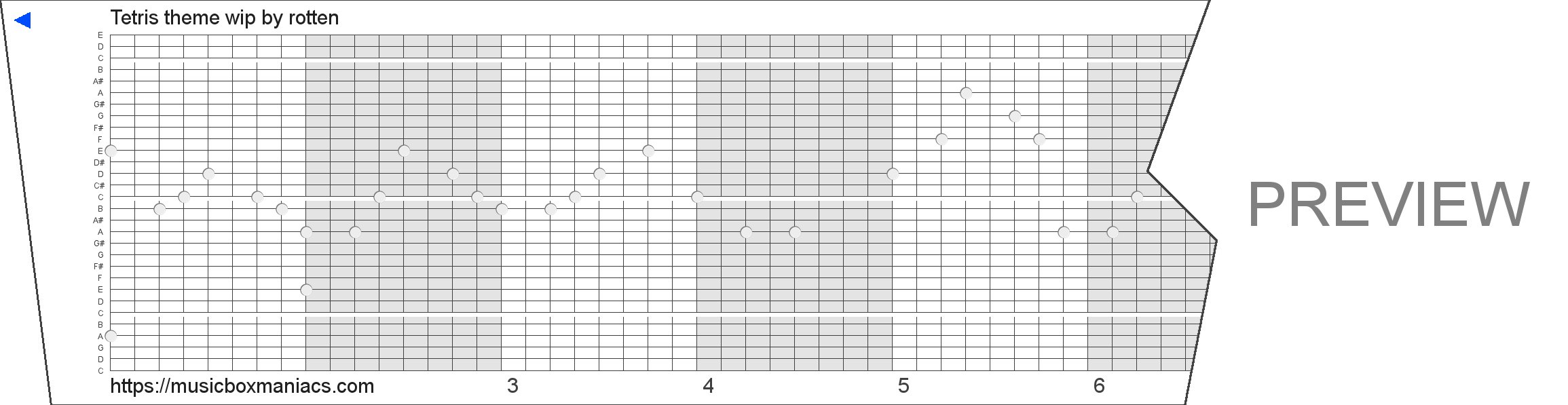 Tetris theme wip 30 note music box paper strip