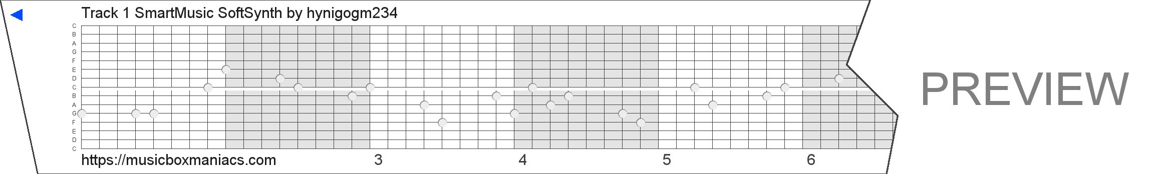 Track 1 SmartMusic SoftSynth 15 note music box paper strip