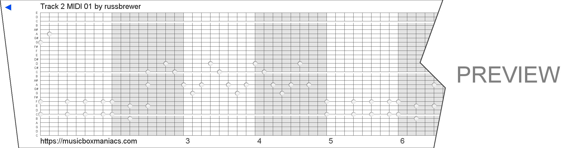 Track 2 MIDI 01 30 note music box paper strip