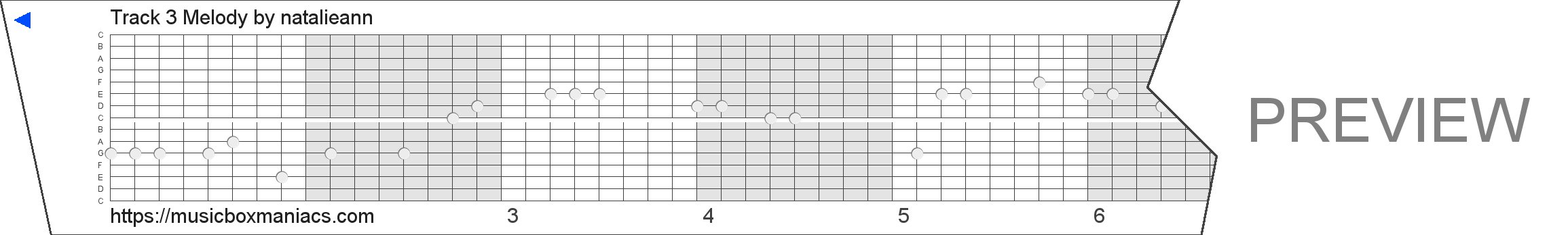 Track 3 Melody 15 note music box paper strip