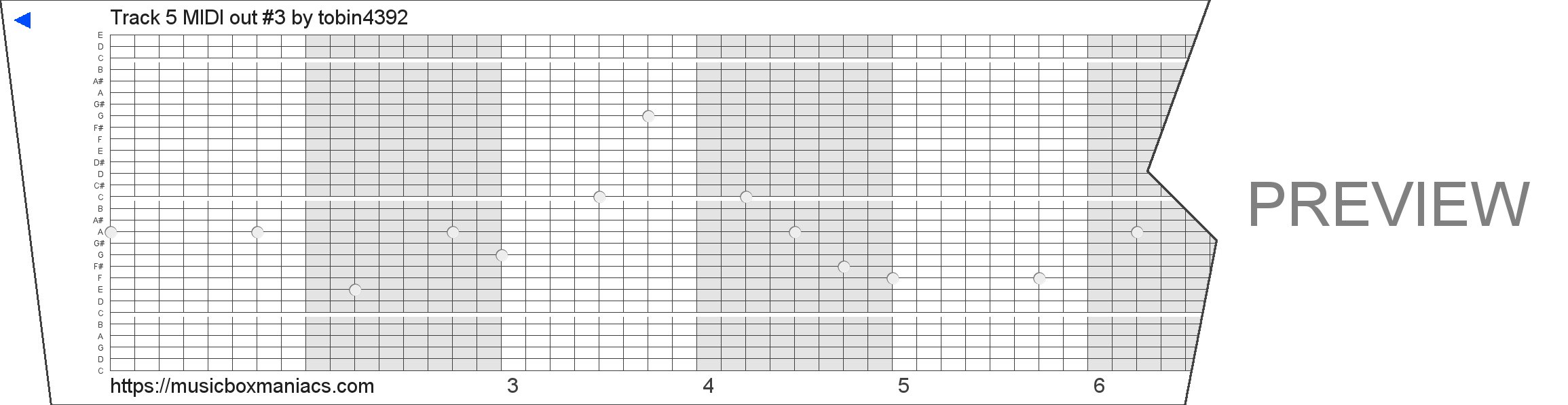 Track 5 MIDI out #3 30 note music box paper strip