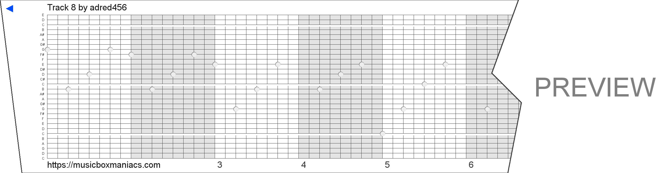 Track 8 30 note music box paper strip