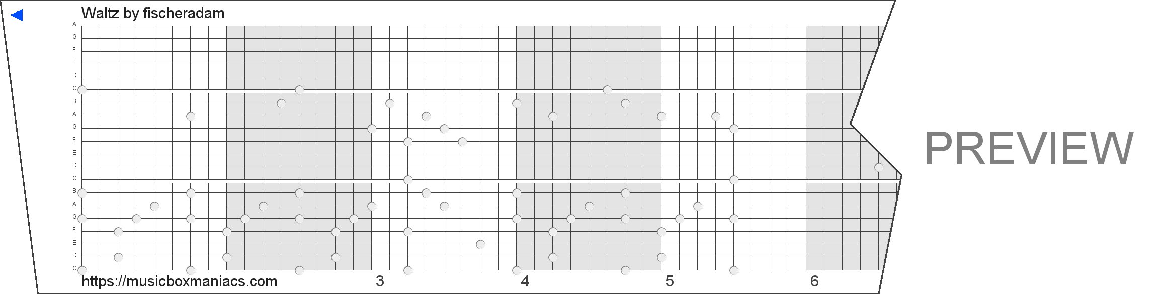 Waltz 20 note music box paper strip