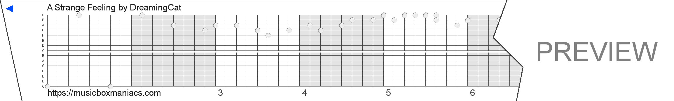 A Strange Feeling 15 note music box paper strip