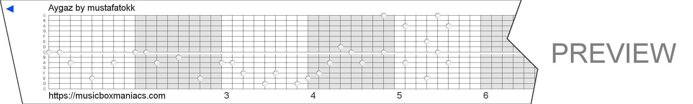 Aygaz 15 note music box paper strip