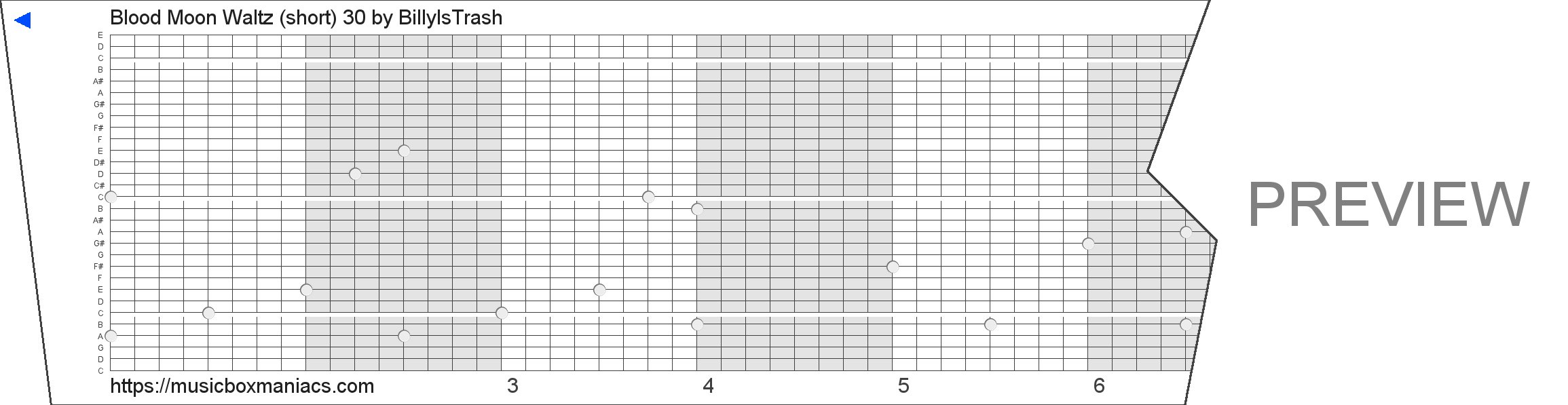 Blood Moon Waltz (short) 30 30 note music box paper strip