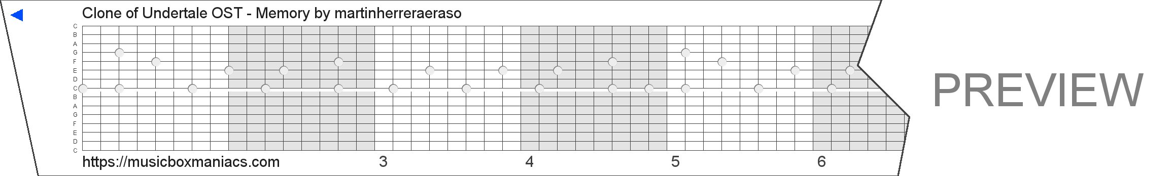 Clone of Undertale OST - Memory 15 note music box paper strip