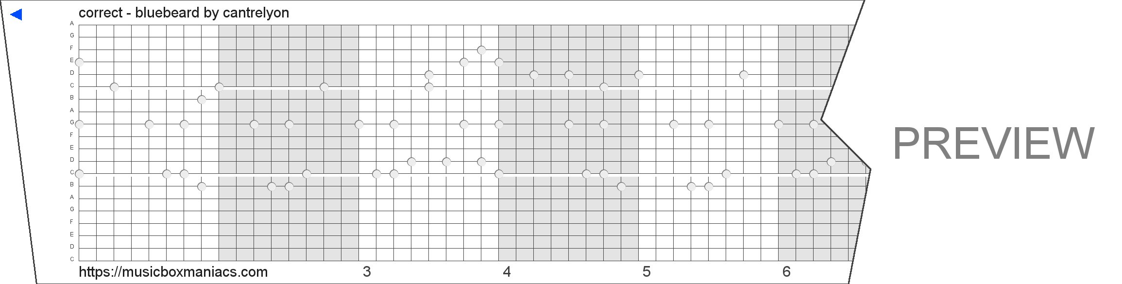 correct - bluebeard 20 note music box paper strip