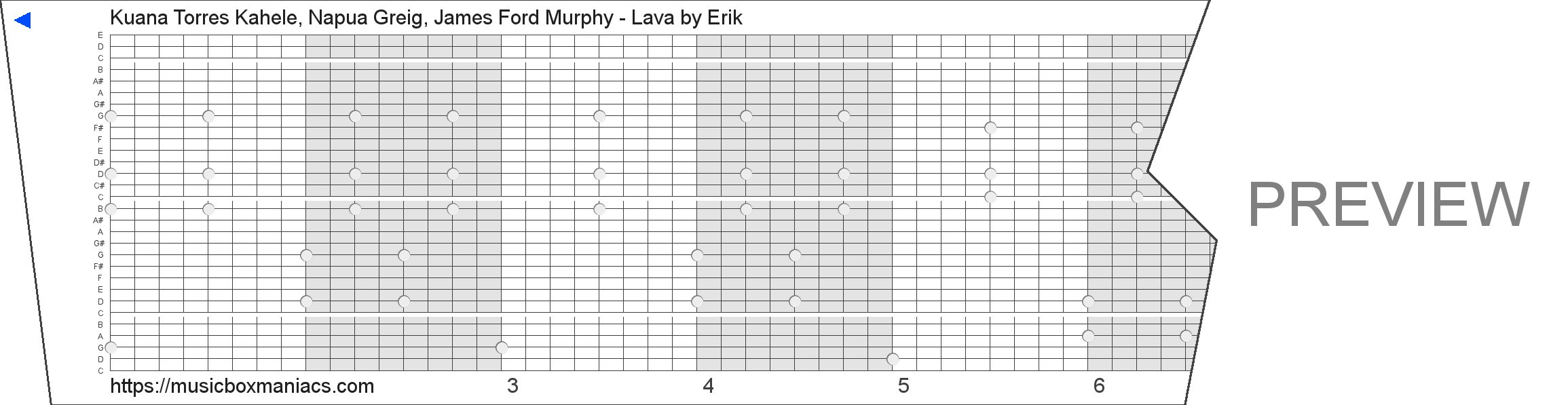 Kuana Torres Kahele, Napua Greig, James Ford Murphy - Lava 30 note music box paper strip