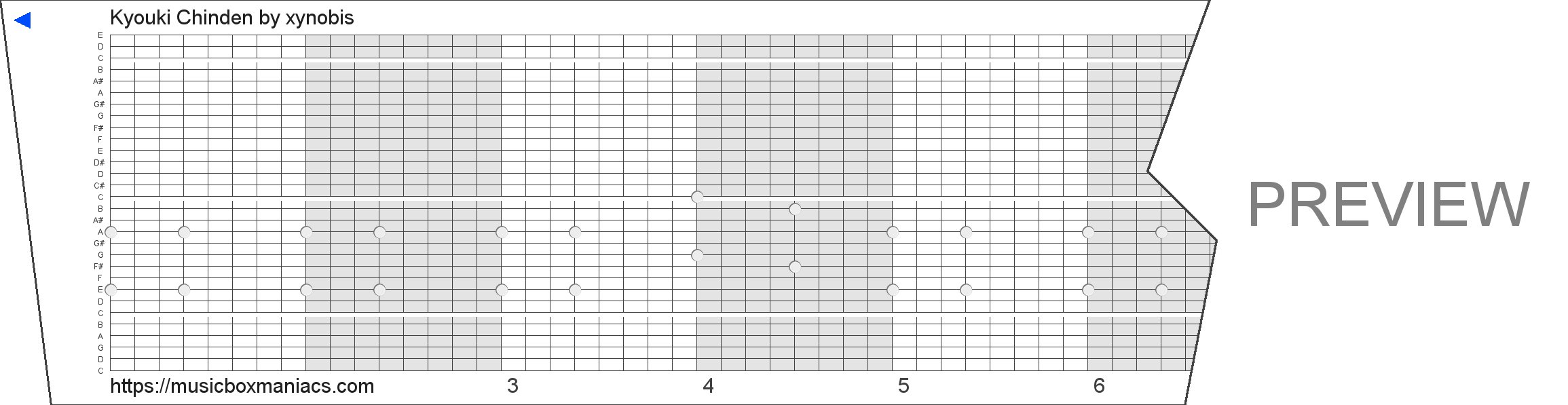 Kyouki Chinden 30 note music box paper strip