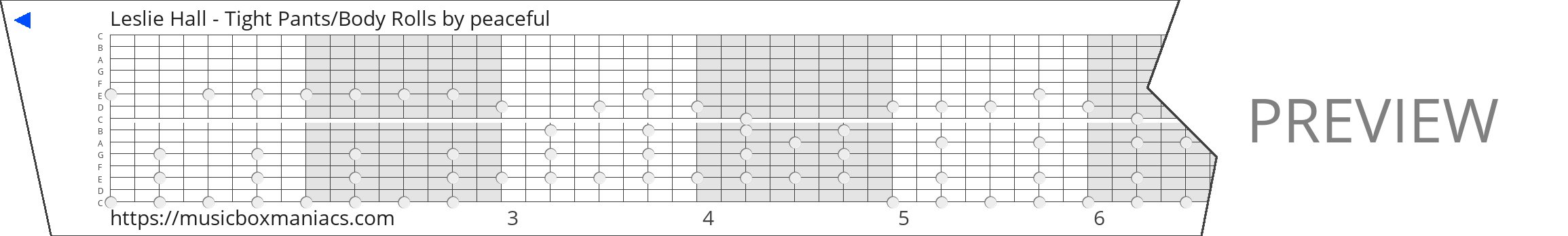 Leslie Hall - Tight Pants/Body Rolls 15 note music box paper strip