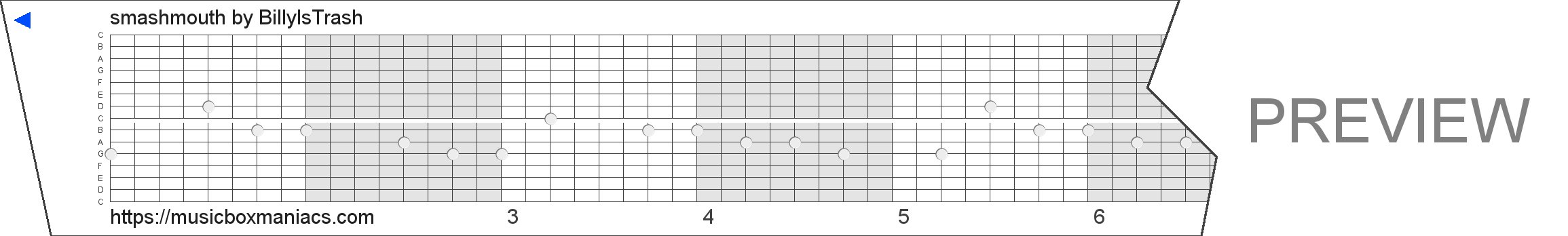 smashmouth 15 note music box paper strip