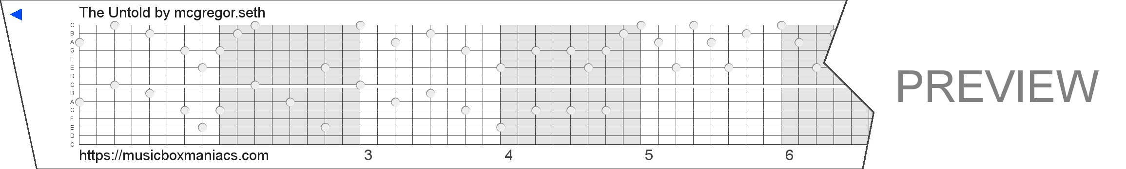 The Untold 15 note music box paper strip
