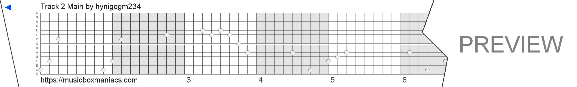 Track 2 Main 15 note music box paper strip
