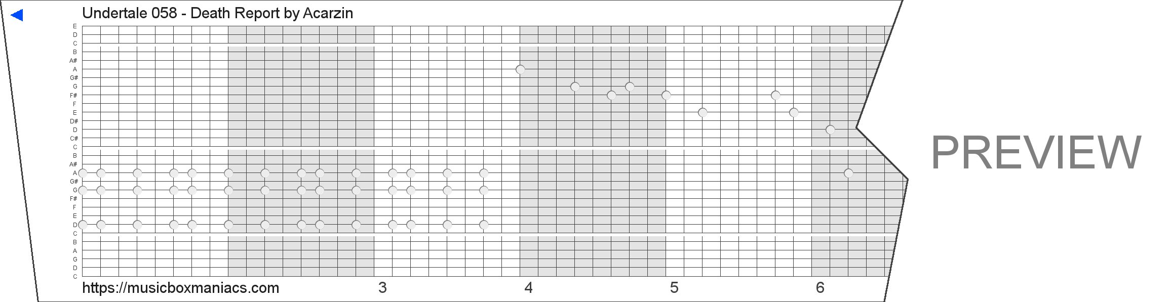 Undertale 058 - Death Report 30 note music box paper strip