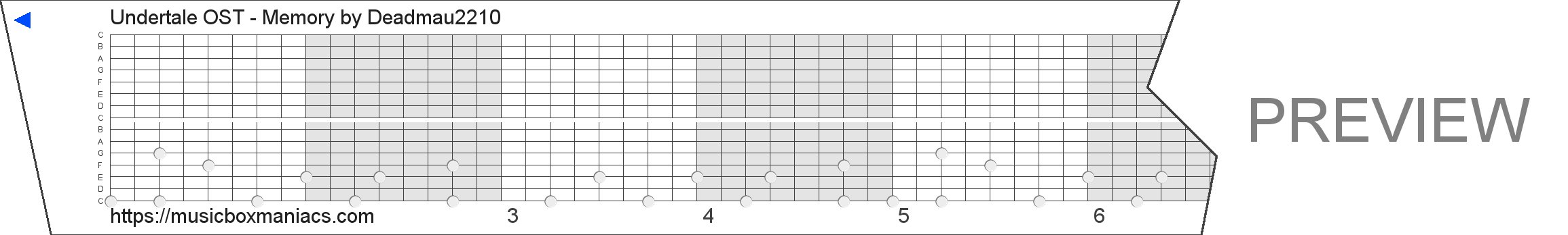 Undertale OST - Memory 15 note music box paper strip