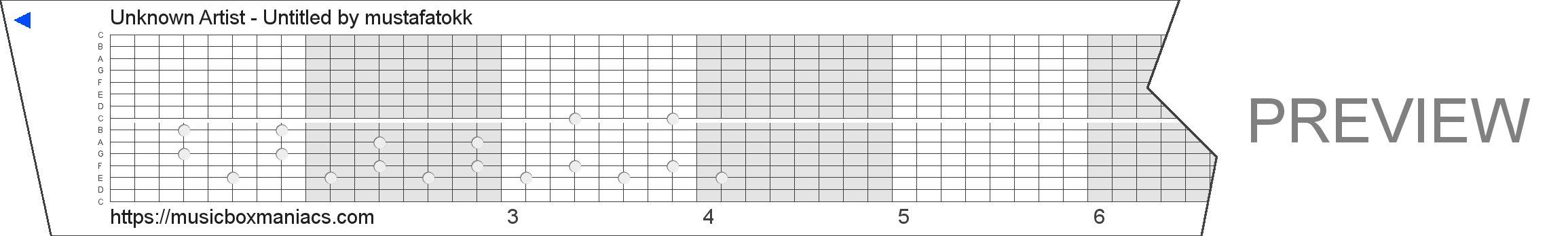 Unknown Artist - Untitled 15 note music box paper strip