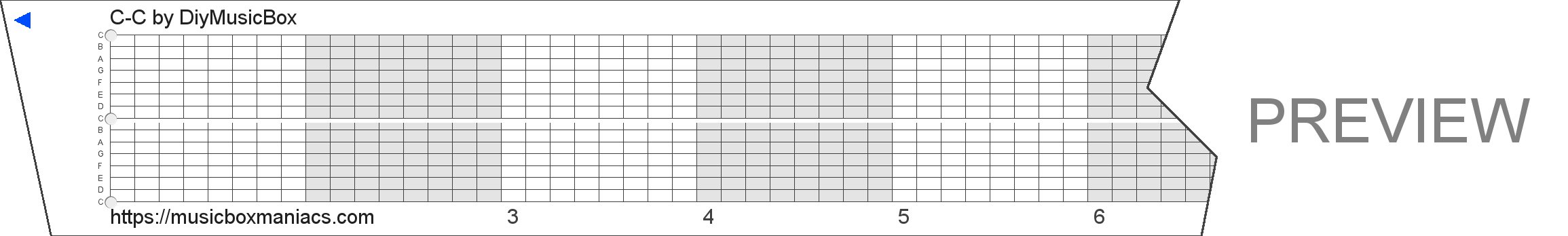 C-C 15 note music box paper strip