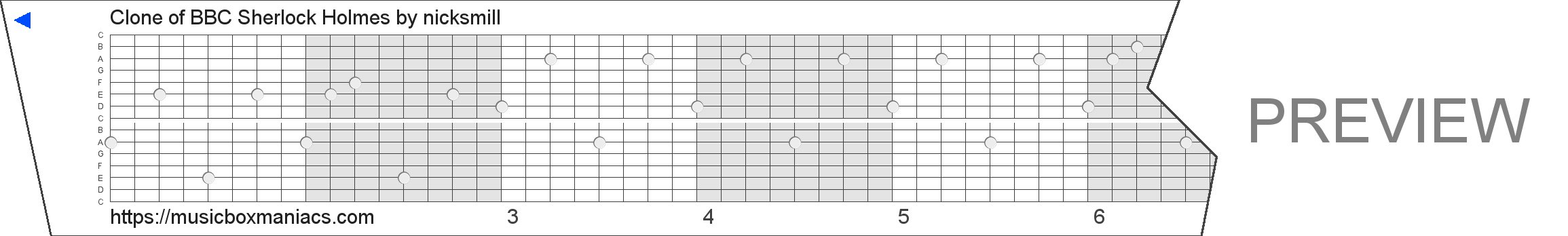 Clone of BBC Sherlock Holmes 15 note music box paper strip