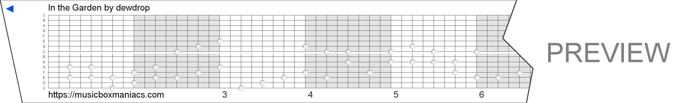 In the Garden 15 note music box paper strip