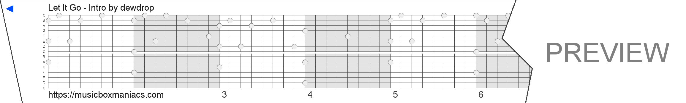 Let It Go - Intro 15 note music box paper strip