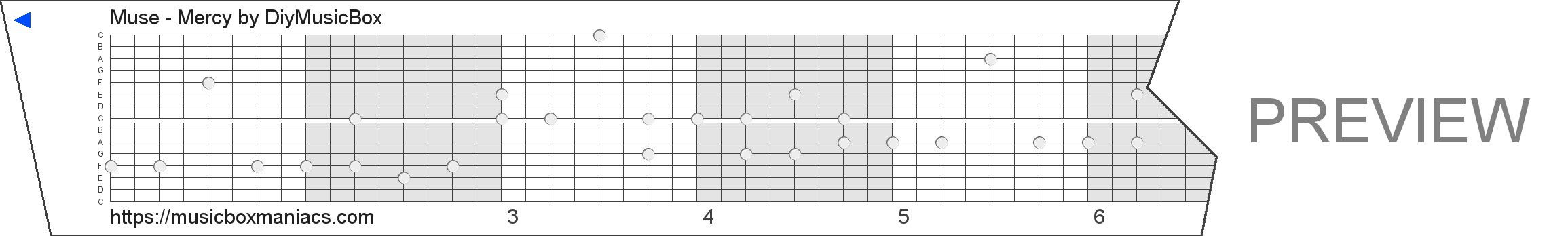 Muse - Mercy 15 note music box paper strip