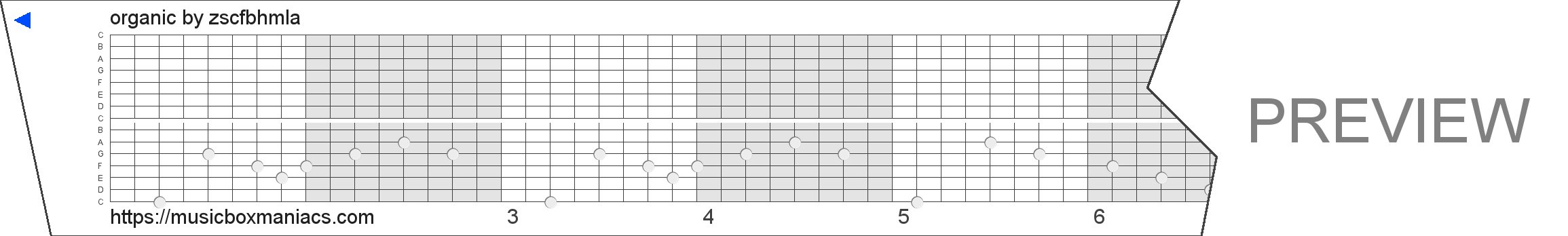 organic 15 note music box paper strip