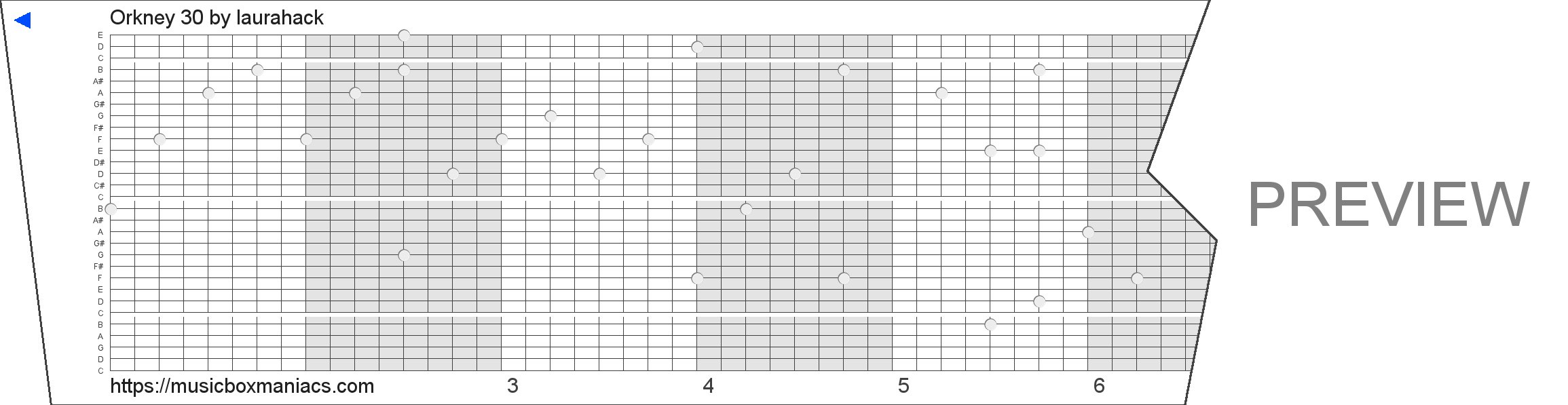 Orkney 30 30 note music box paper strip