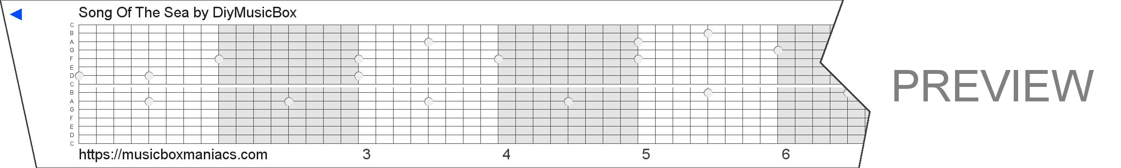 Song Of The Sea 15 note music box paper strip