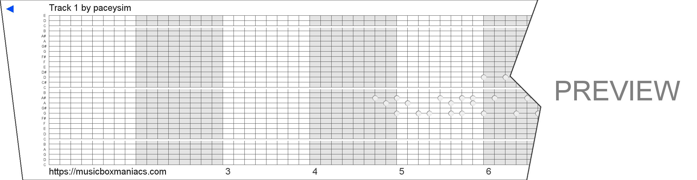 Track 1 30 note music box paper strip