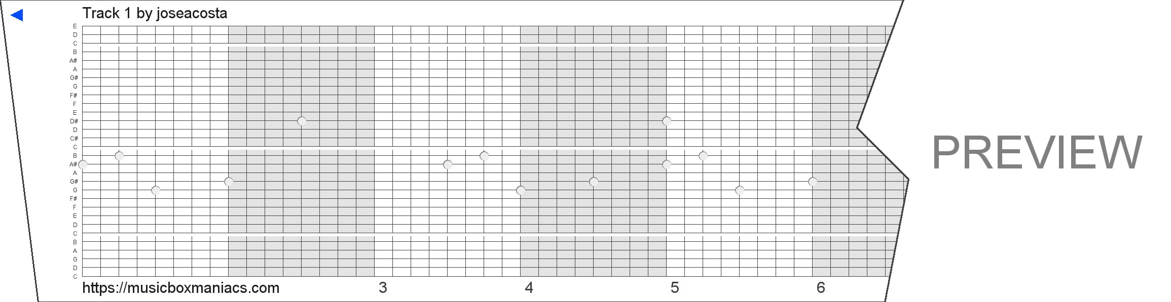 Track 1 30 note music box paper strip