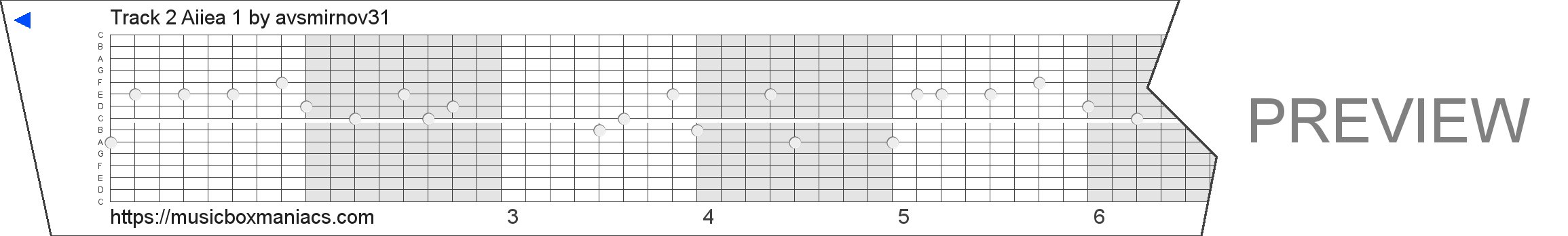 Track 2 Äîðîæêà 1 15 note music box paper strip