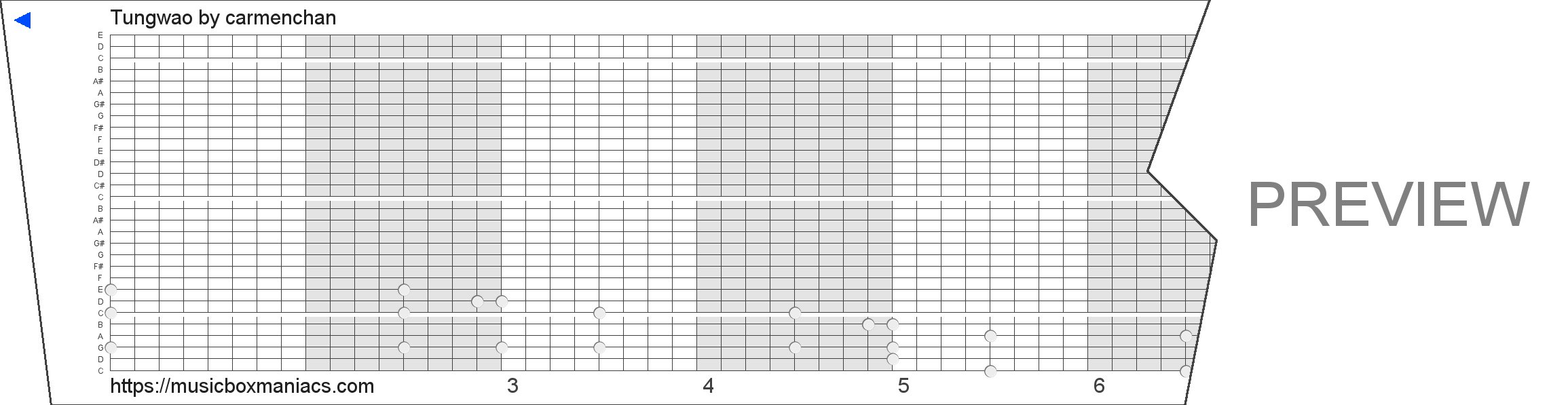 Tungwao 30 note music box paper strip