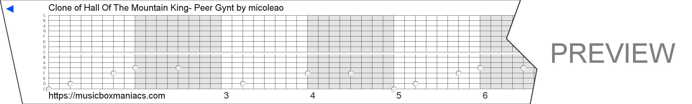 Clone of Hall Of The Mountain King- Peer Gynt 15 note music box paper strip