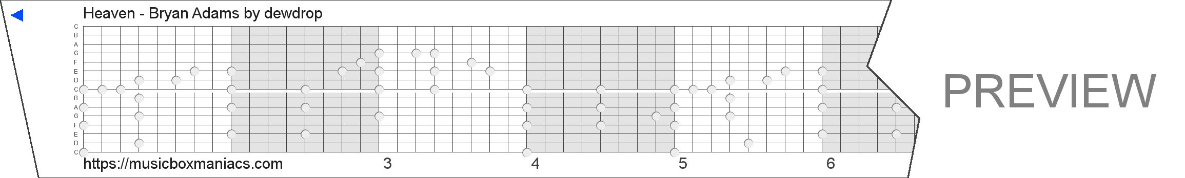 Heaven - Bryan Adams 15 note music box paper strip