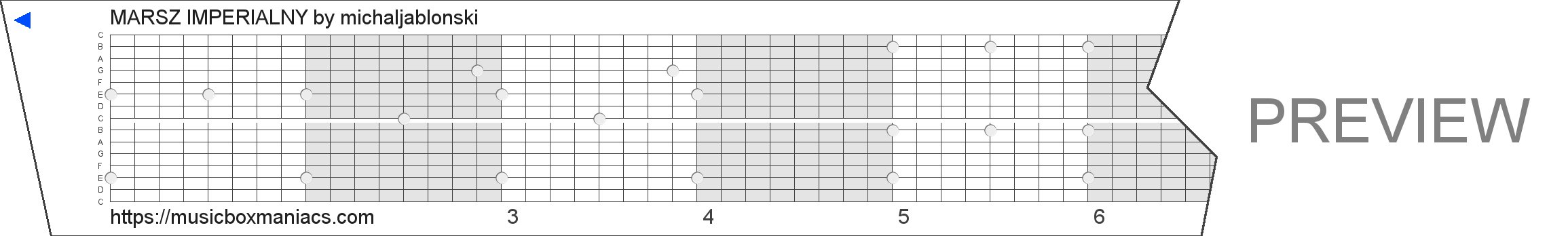 MARSZ IMPERIALNY 15 note music box paper strip