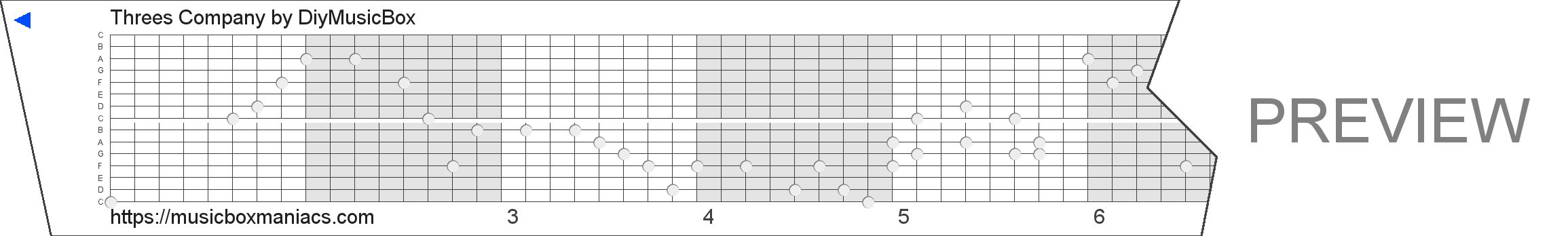 Threes Company 15 note music box paper strip