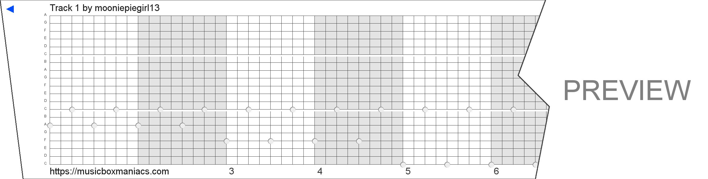 Track 1 20 note music box paper strip