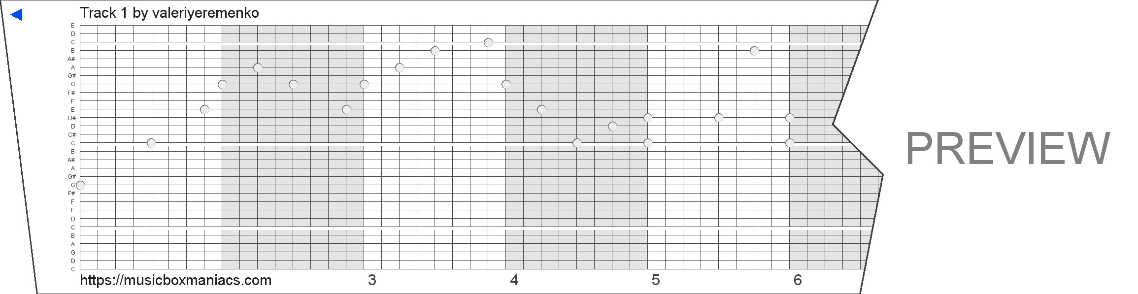 Track 1 30 note music box paper strip