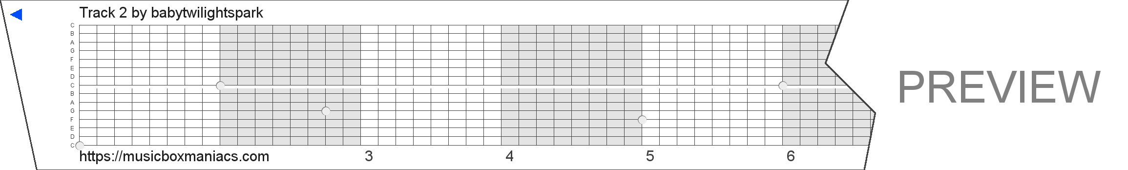 Track 2 15 note music box paper strip